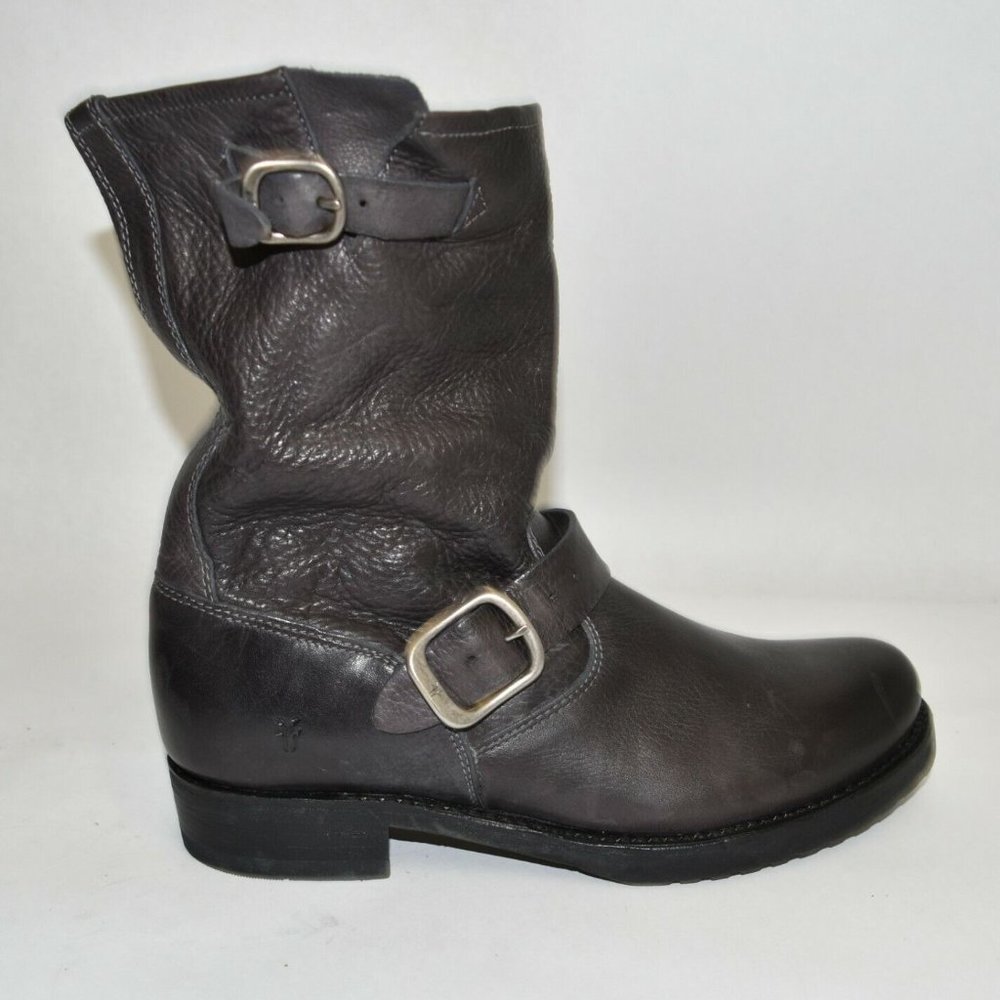 New! Frye Veronica Short Slouchy Boot Smoke Gray Leather Size 7.5 76509 T39